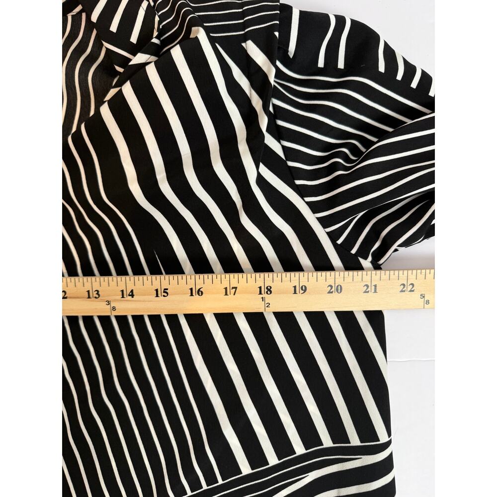 Karl Lagerfeld Paris Black White Stripe Shirt Dress 12 Asymmetric - Picture 7 of 7
